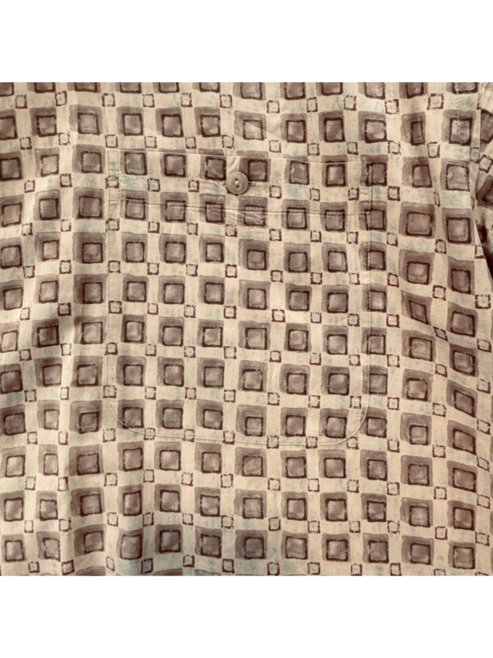 Vintage Burma Bibas 60s Single Lawn Retro XL Shirt SS Geometric Cotton Hong Kong - Picture 6 of 9